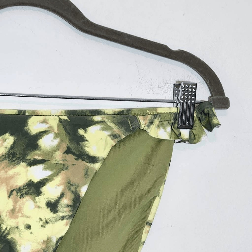 Aerie Green Abstract Print Bikini Bottoms NWTT Size Large Full Coverage Bottoms