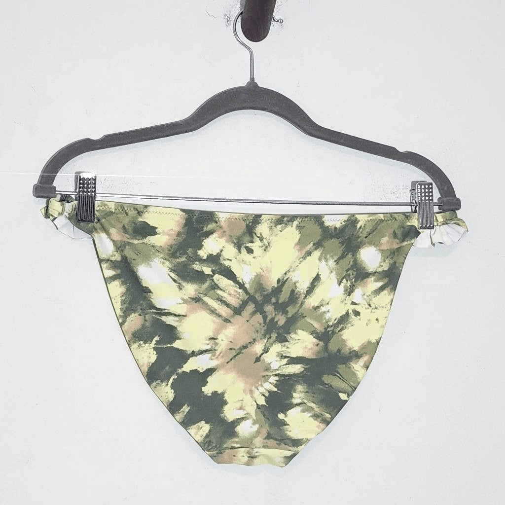 Aerie Green Abstract Print Bikini Bottoms NWTT Size Large Full Coverage Bottoms