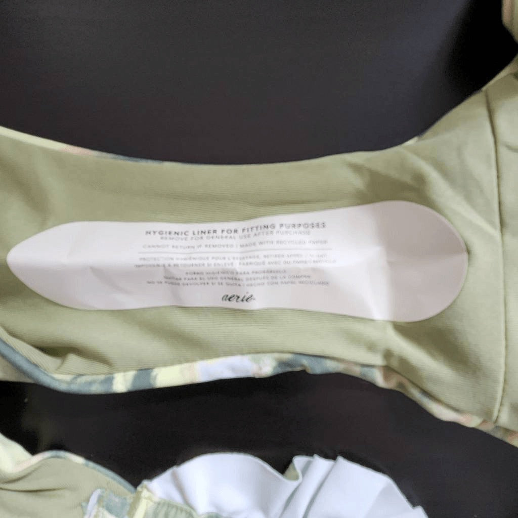 Aerie Green Abstract Print Bikini Bottoms NWTT Size Large Full Coverage Bottoms