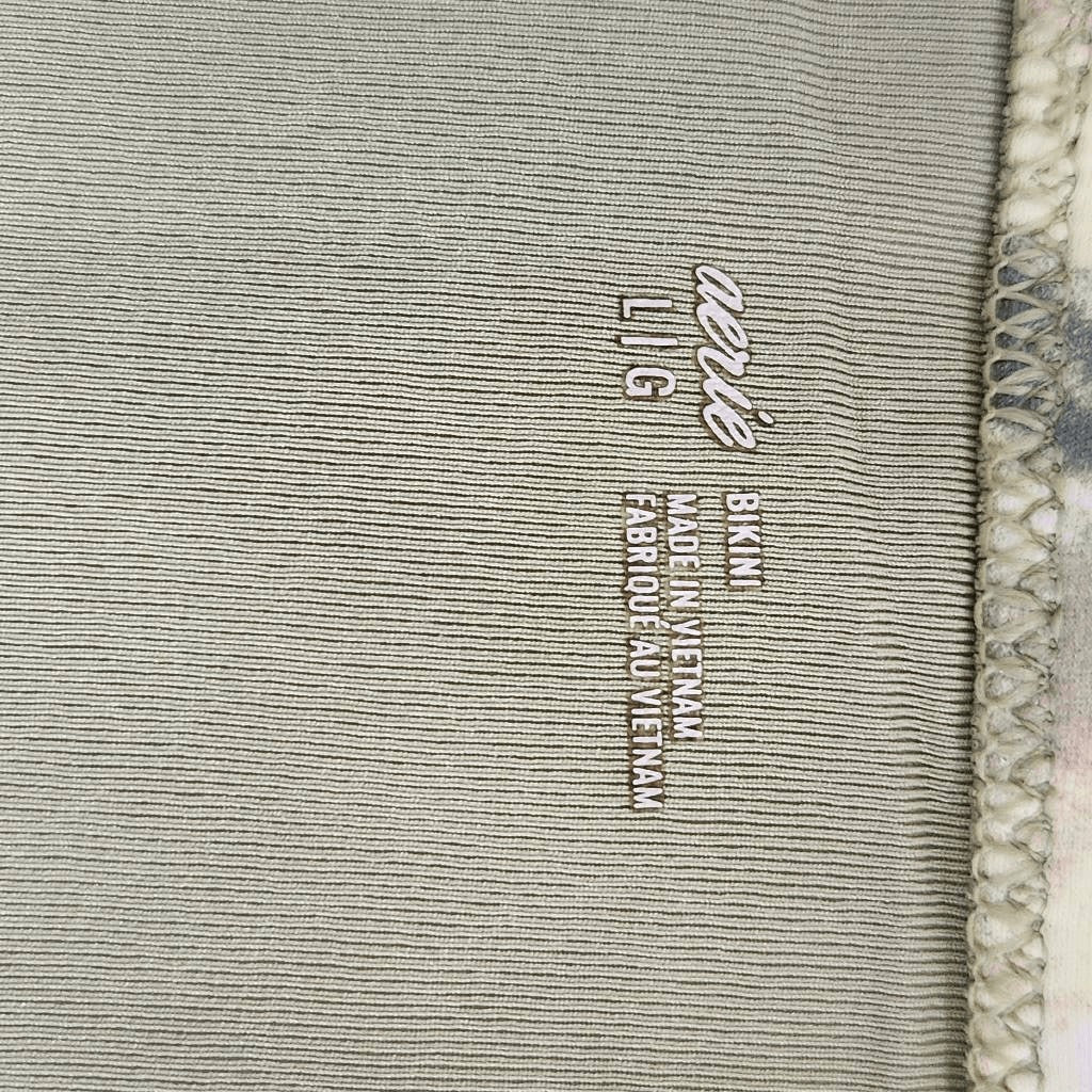 Aerie Green Abstract Print Bikini Bottoms NWTT Size Large Full Coverage Bottoms