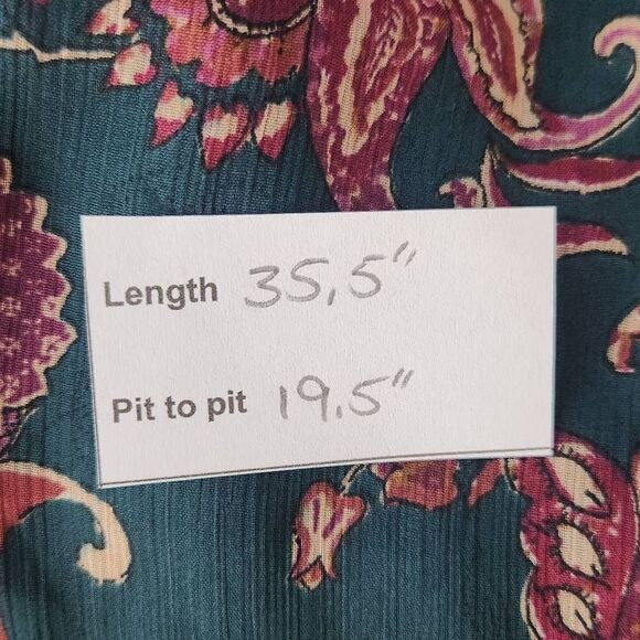 Band of the Free Green and Oxblood Paisley Boho Tiered Mini Dress Size Small New