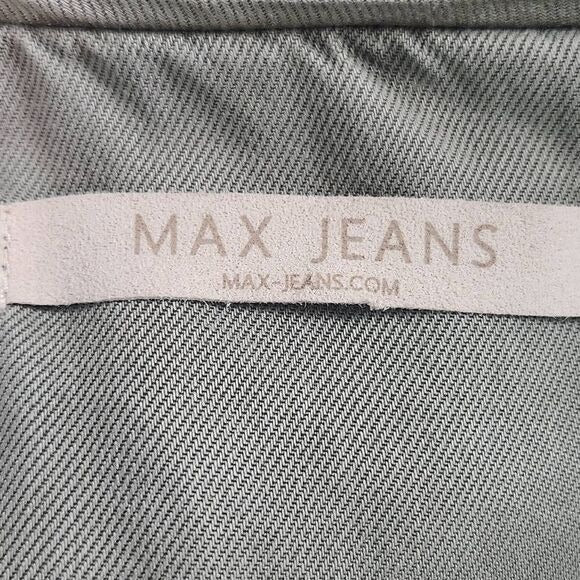 Max Jeans Distressed Green Draped Front Jacket Size Medium Army Green Jacket