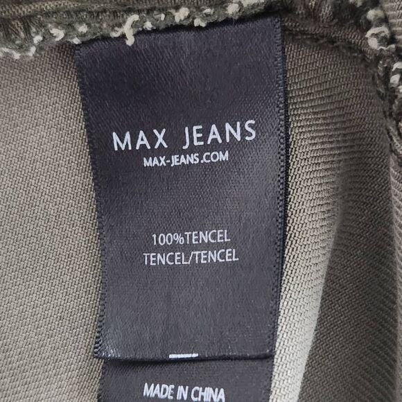 Max Jeans Distressed Green Draped Front Jacket Size Medium Army Green Jacket