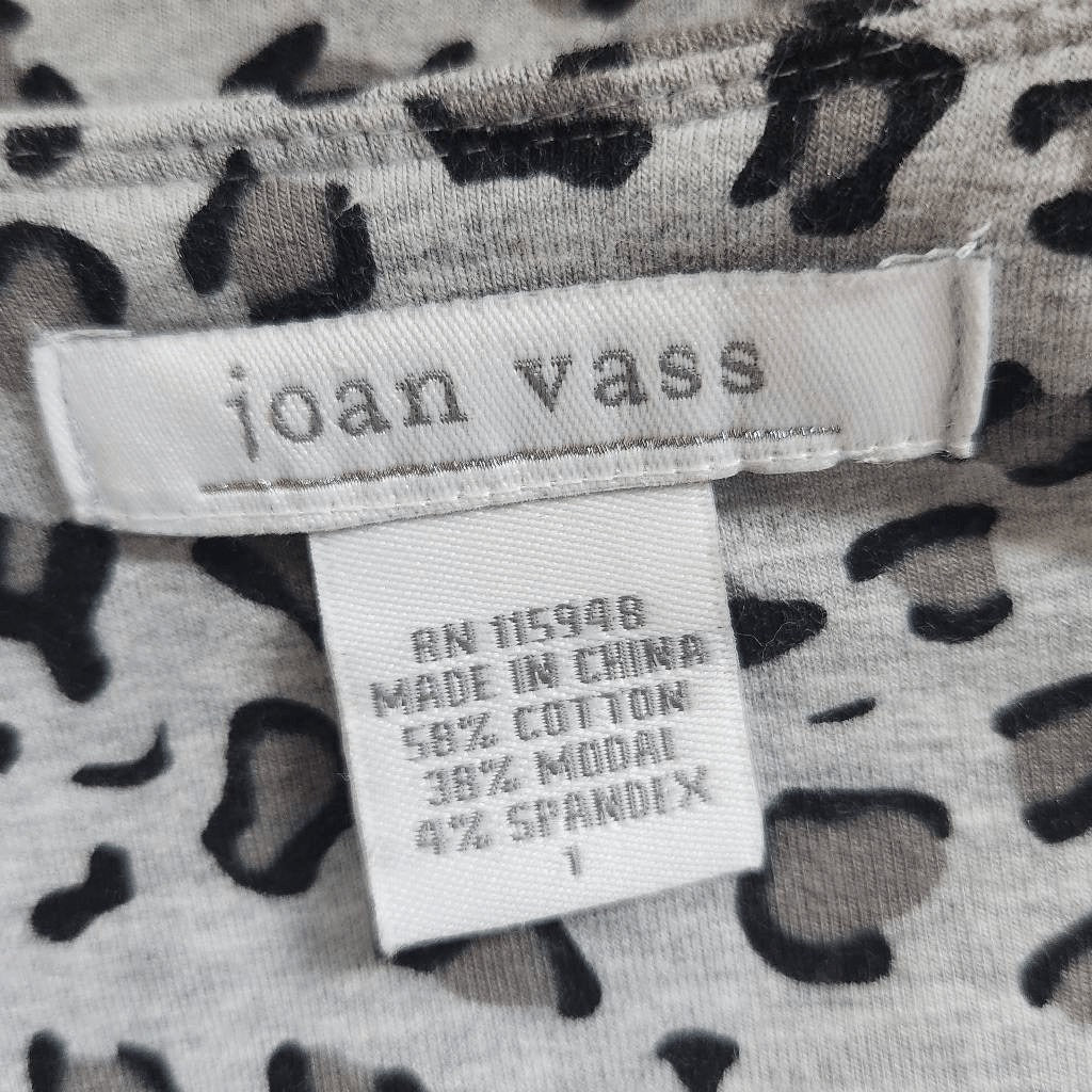 Joan Vass Gray Leopard Print Knit Moto Jacket Size Medium Gray Leopard Jacket