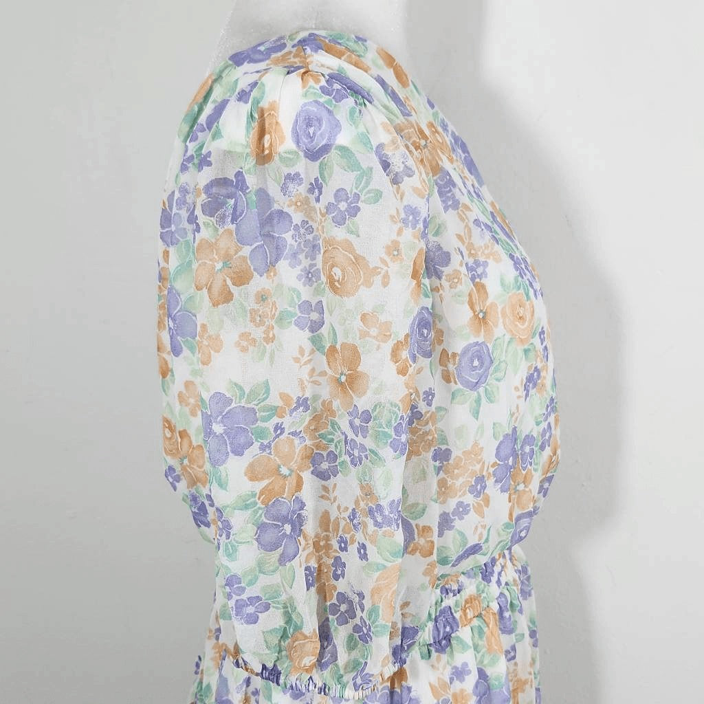 Wayf One Shoulder Floral Chiffon Mini Dress NWT Size Medium Wedding Guest Dress