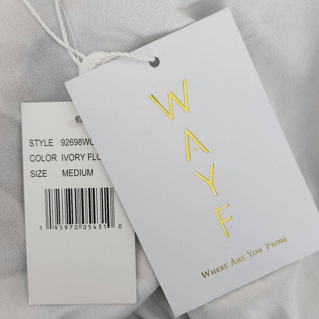 Wayf One Shoulder Floral Chiffon Mini Dress NWT Size Medium Wedding Guest Dress