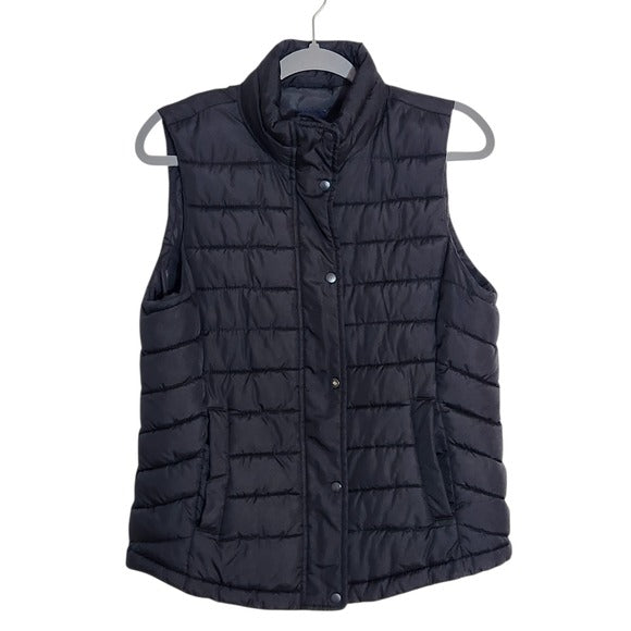 GAP Black Snap -Up Quilted Puffer Vest Size Medium
