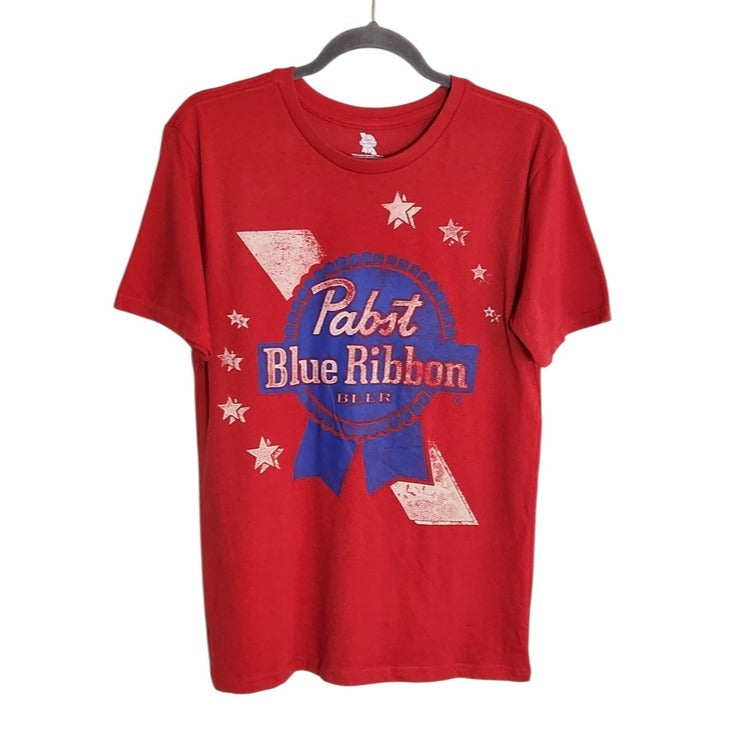 Pabst Blue Ribbon Beer Red Graphic Short Sleeve Tee NWOT Size Small