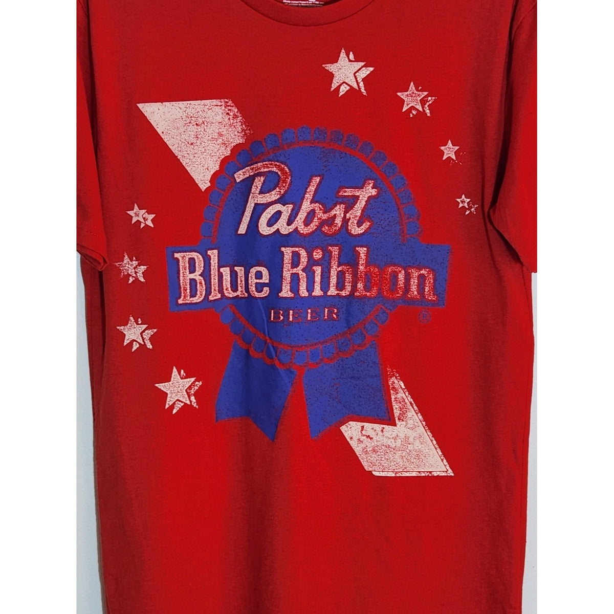 Pabst Blue Ribbon Beer Red Graphic Short Sleeve Tee NWOT Size Small