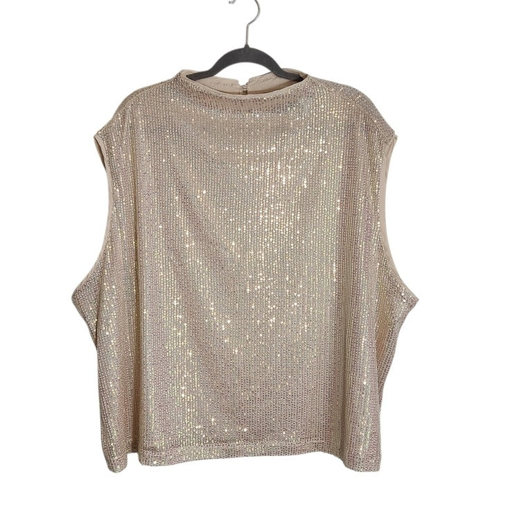 New York & Company Blush Pink Sequin Sleeveless Top Size 4X NWT