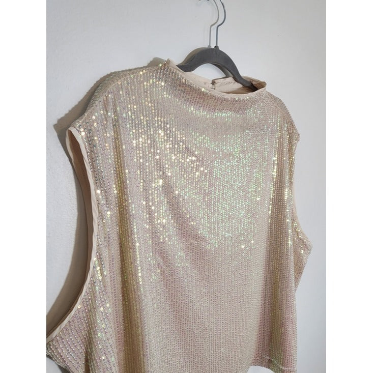 New York & Company Blush Pink Sequin Sleeveless Top Size 4X NWT