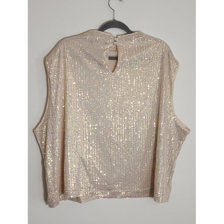 New York & Company Blush Pink Sequin Sleeveless Top Size 4X NWT