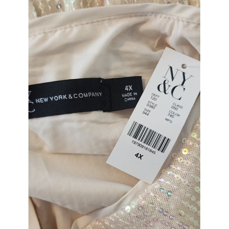 New York & Company Blush Pink Sequin Sleeveless Top Size 4X NWT