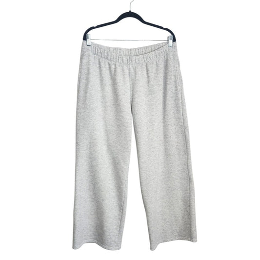 Hollister Heather Gray Wide Leg Joggers with Pink Bow Size Large
