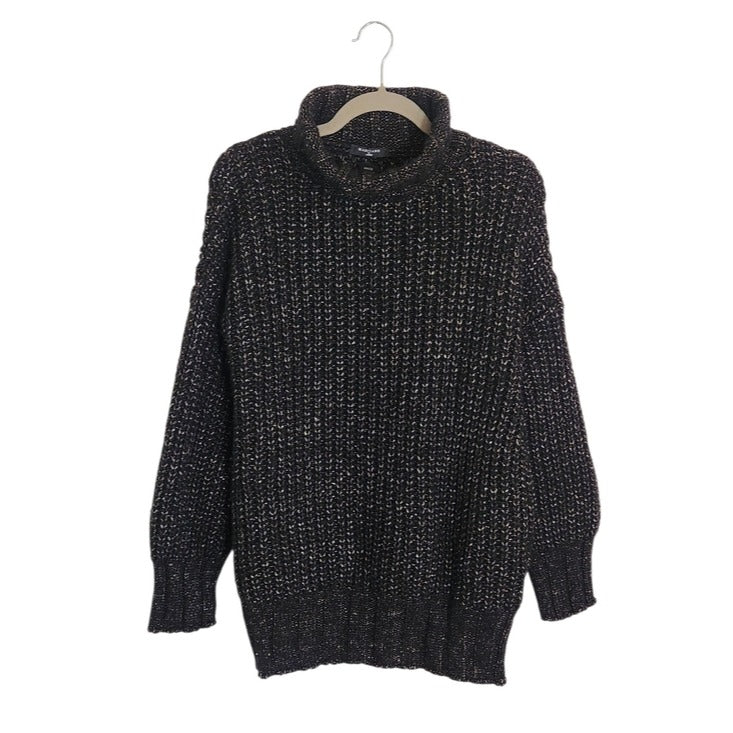 Marciano by Guess Black Metallic Turtleneck Sweater Size Medium