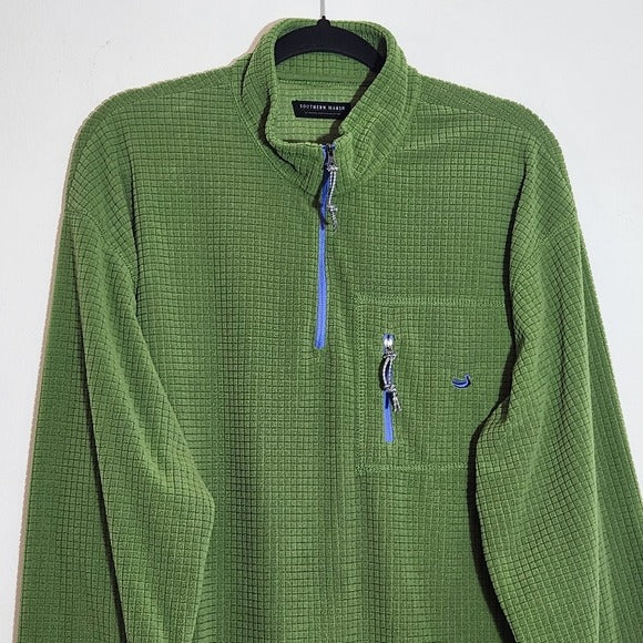 Southern Marsh Green Men's Fleece Pullover Size XL Preppy Quarter-Zip Pullover