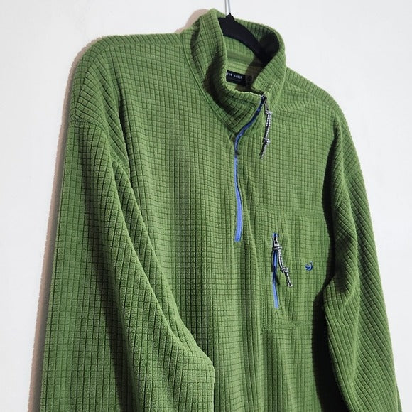 Southern Marsh Green Men's Fleece Pullover Size XL Preppy Quarter-Zip Pullover
