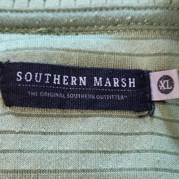 Southern Marsh Green Men's Fleece Pullover Size XL Preppy Quarter-Zip Pullover