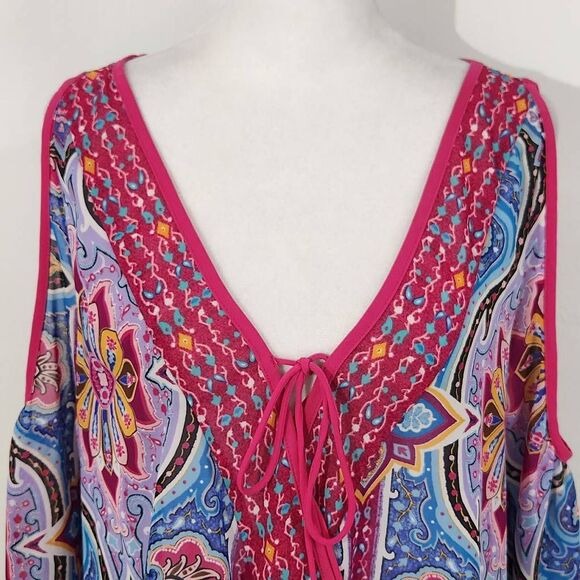 Nicole Miller Pink Paisley Blouse Size Medium Paisley Print Top