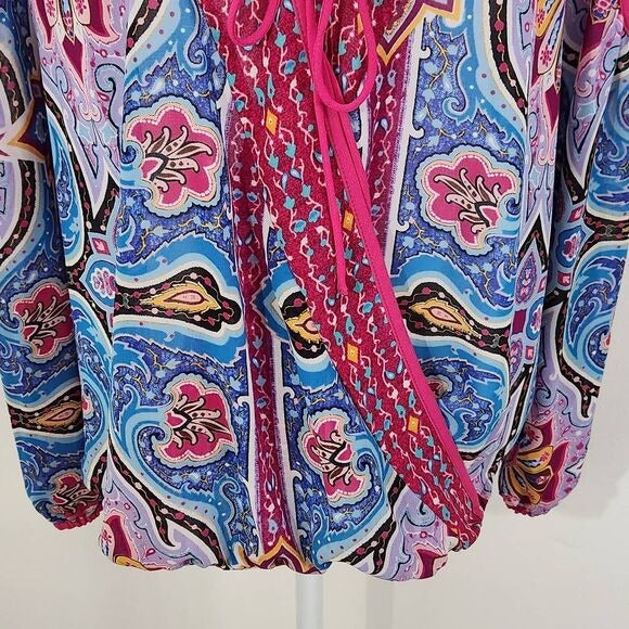 Nicole Miller Pink Paisley Blouse Size Medium Paisley Print Top