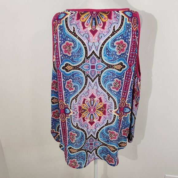 Nicole Miller Pink Paisley Blouse Size Medium Paisley Print Top