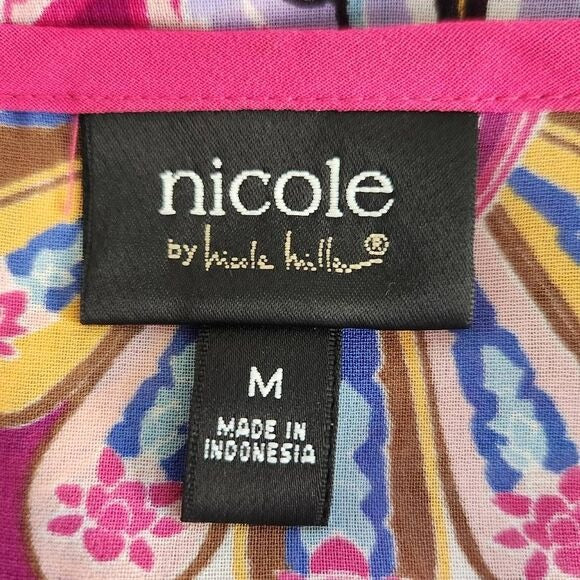 Nicole Miller Pink Paisley Blouse Size Medium Paisley Print Top