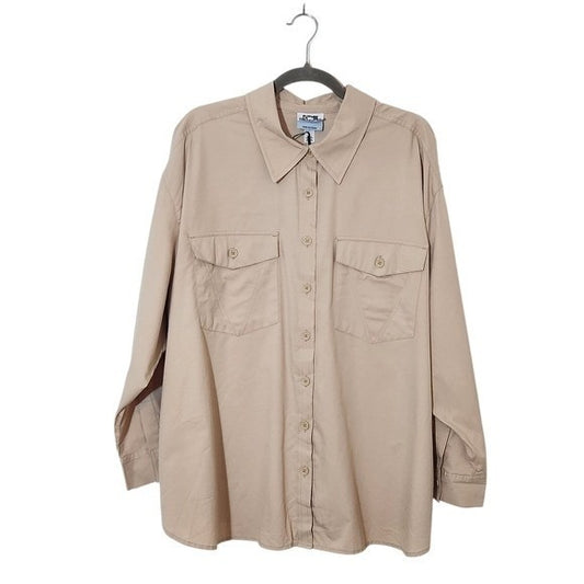 Future Collective Tan Button-Up Shirt NWT Size 1X Light Khaki Button-Up Top