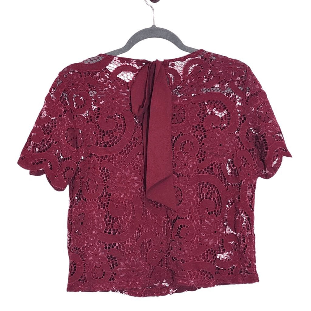 Nanette Lepore Burgundy Lace Blouse with Attached Tank Top Size XS Oxblood Top