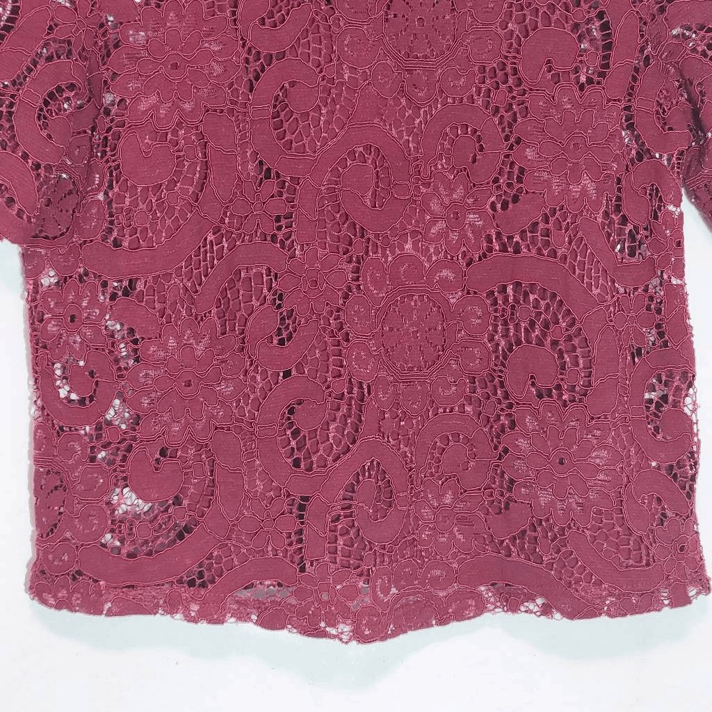 Nanette Lepore Burgundy Lace Blouse with Attached Tank Top Size XS Oxblood Top