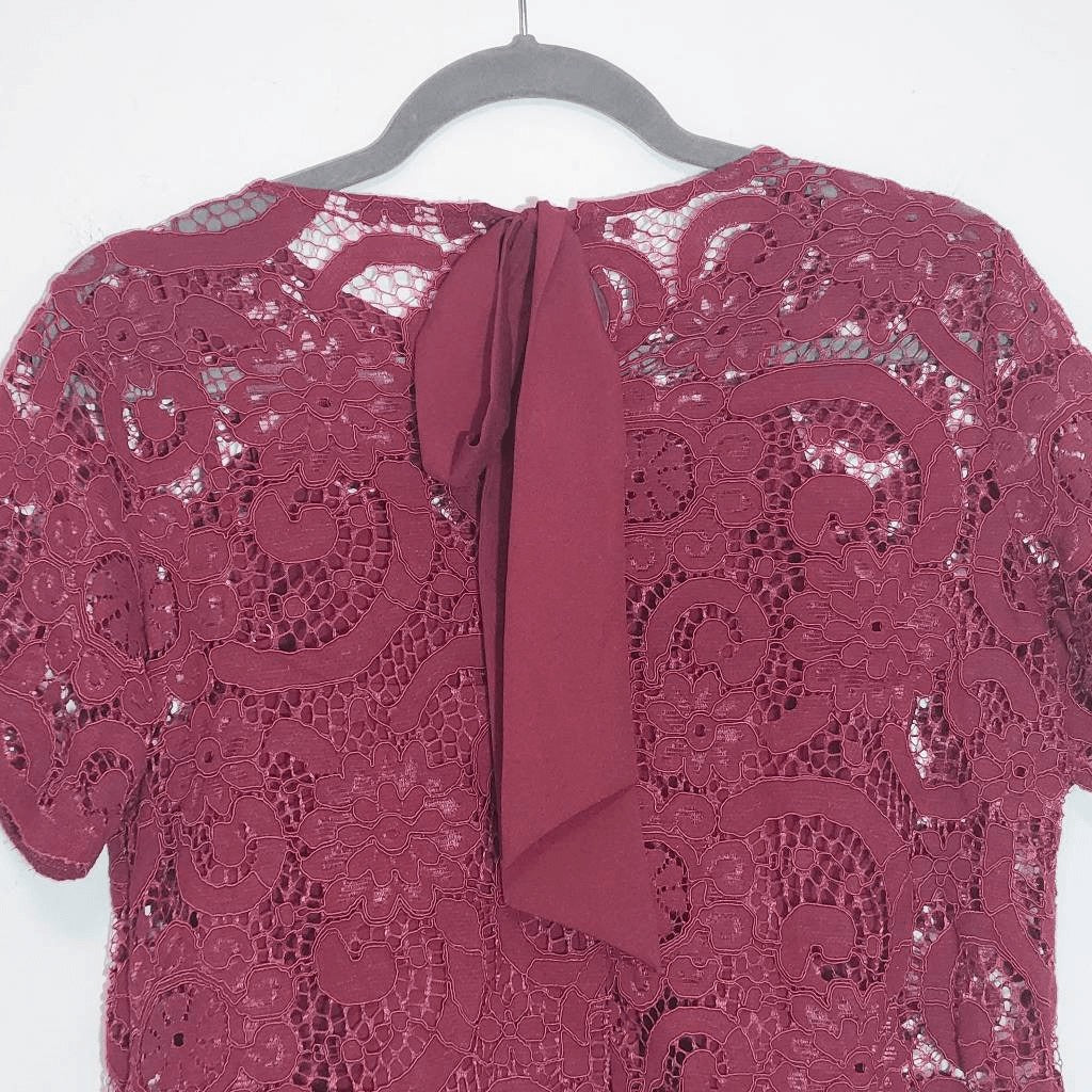 Nanette Lepore Burgundy Lace Blouse with Attached Tank Top Size XS Oxblood Top
