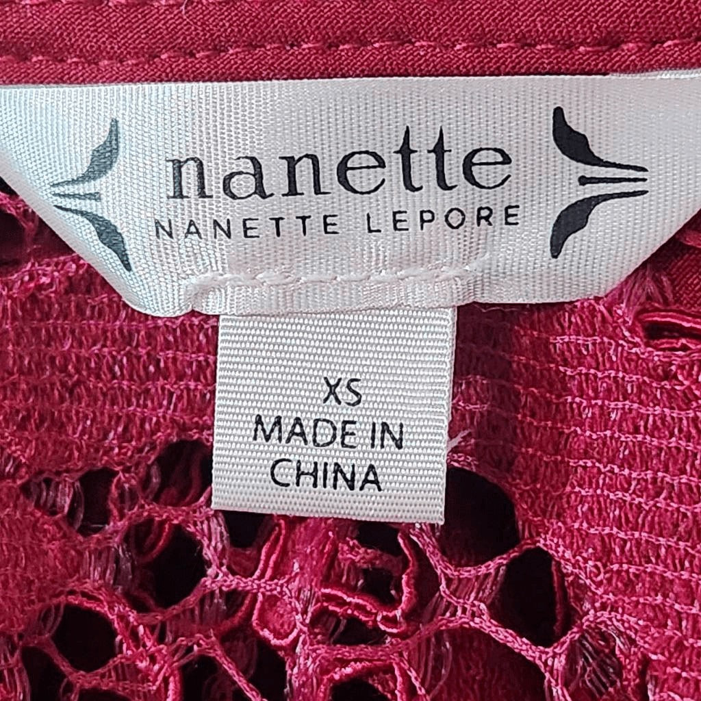 Nanette Lepore Burgundy Lace Blouse with Attached Tank Top Size XS Oxblood Top