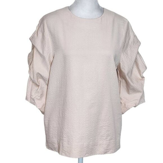 Cos Blush Pink Textured Blouse with Puffy Sleeves Size 4 Light Pink Top
