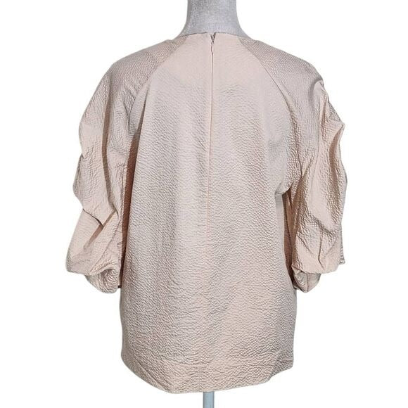 Cos Blush Pink Textured Blouse with Puffy Sleeves Size 4 Light Pink Top
