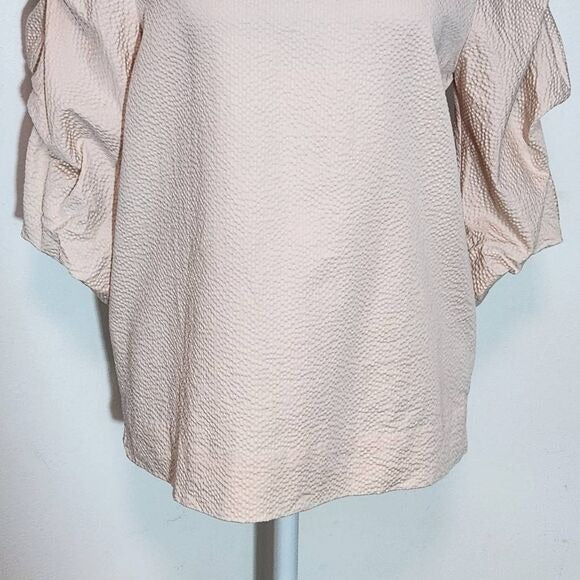 Cos Blush Pink Textured Blouse with Puffy Sleeves Size 4 Light Pink Top