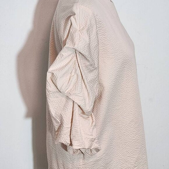 Cos Blush Pink Textured Blouse with Puffy Sleeves Size 4 Light Pink Top
