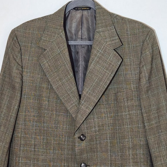 Kingsridge Mens Brown Plaid Sport Coat Size 44 L