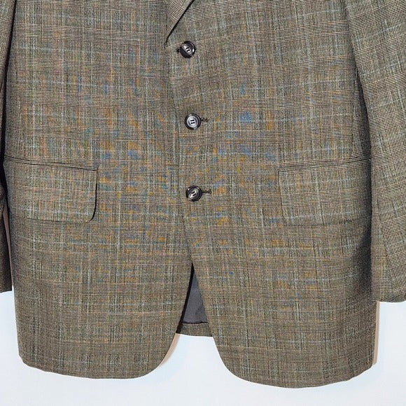 Kingsridge Mens Brown Plaid Sport Coat Size 44 L
