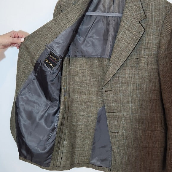 Kingsridge Mens Brown Plaid Sport Coat Size 44 L