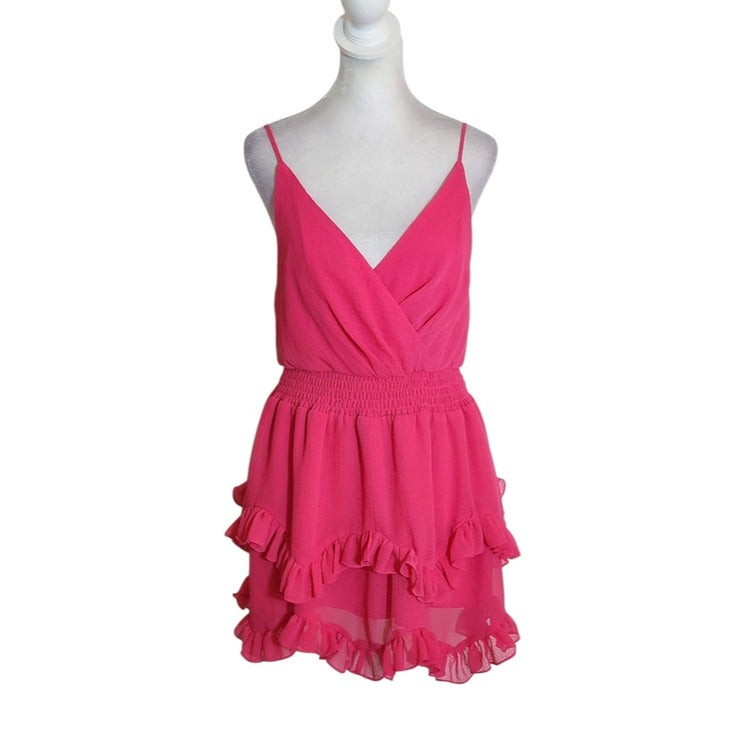 DO+BE Hot Pink Ruffle Mini Dress Size Small Wedding Guest Dress