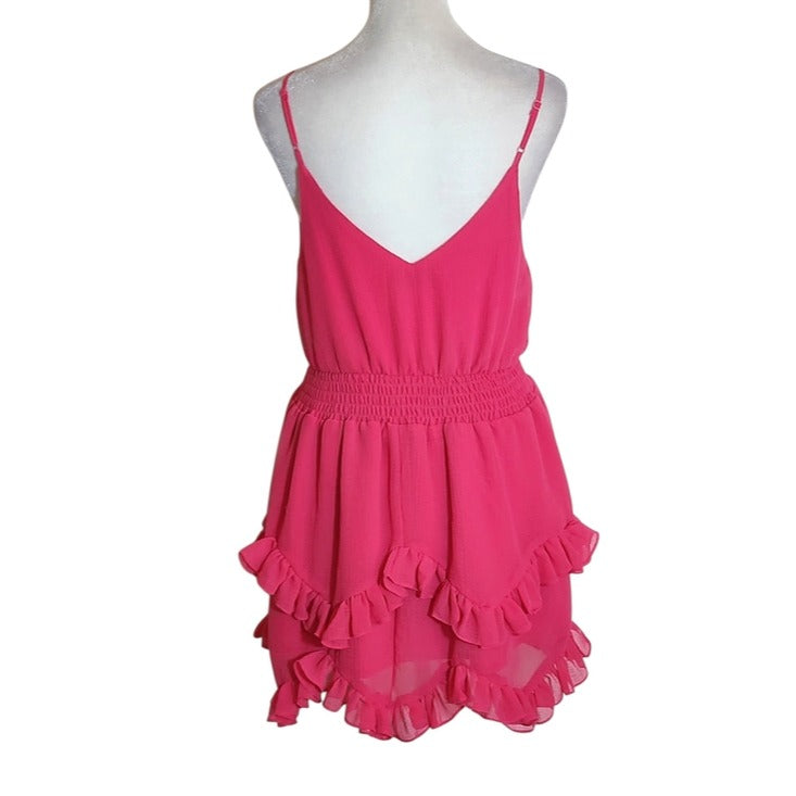 DO+BE Hot Pink Ruffle Mini Dress Size Small Wedding Guest Dress