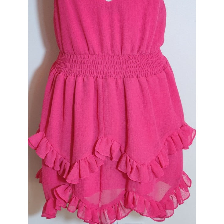 DO+BE Hot Pink Ruffle Mini Dress Size Small Wedding Guest Dress