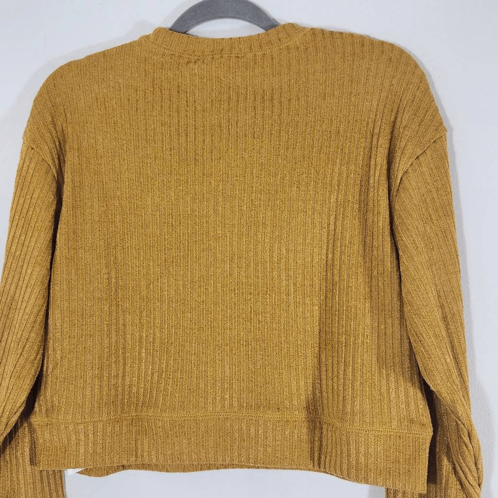 Band of the Free Mustard Ribbed Knit Pullover Size Small NWT Boxy Knit Top