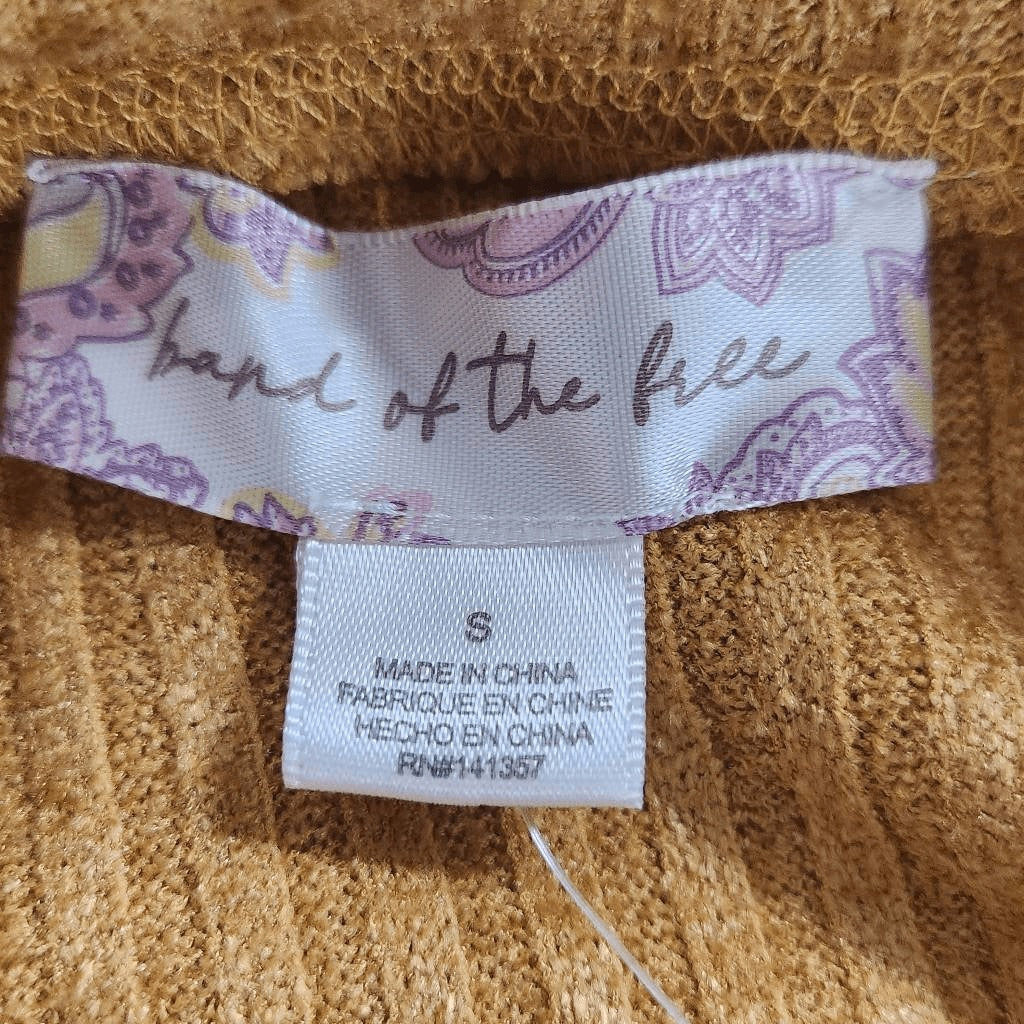 Band of the Free Mustard Ribbed Knit Pullover Size Small NWT Boxy Knit Top