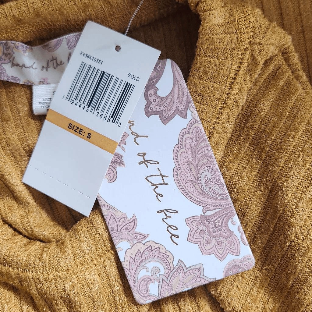 Band of the Free Mustard Ribbed Knit Pullover Size Small NWT Boxy Knit Top