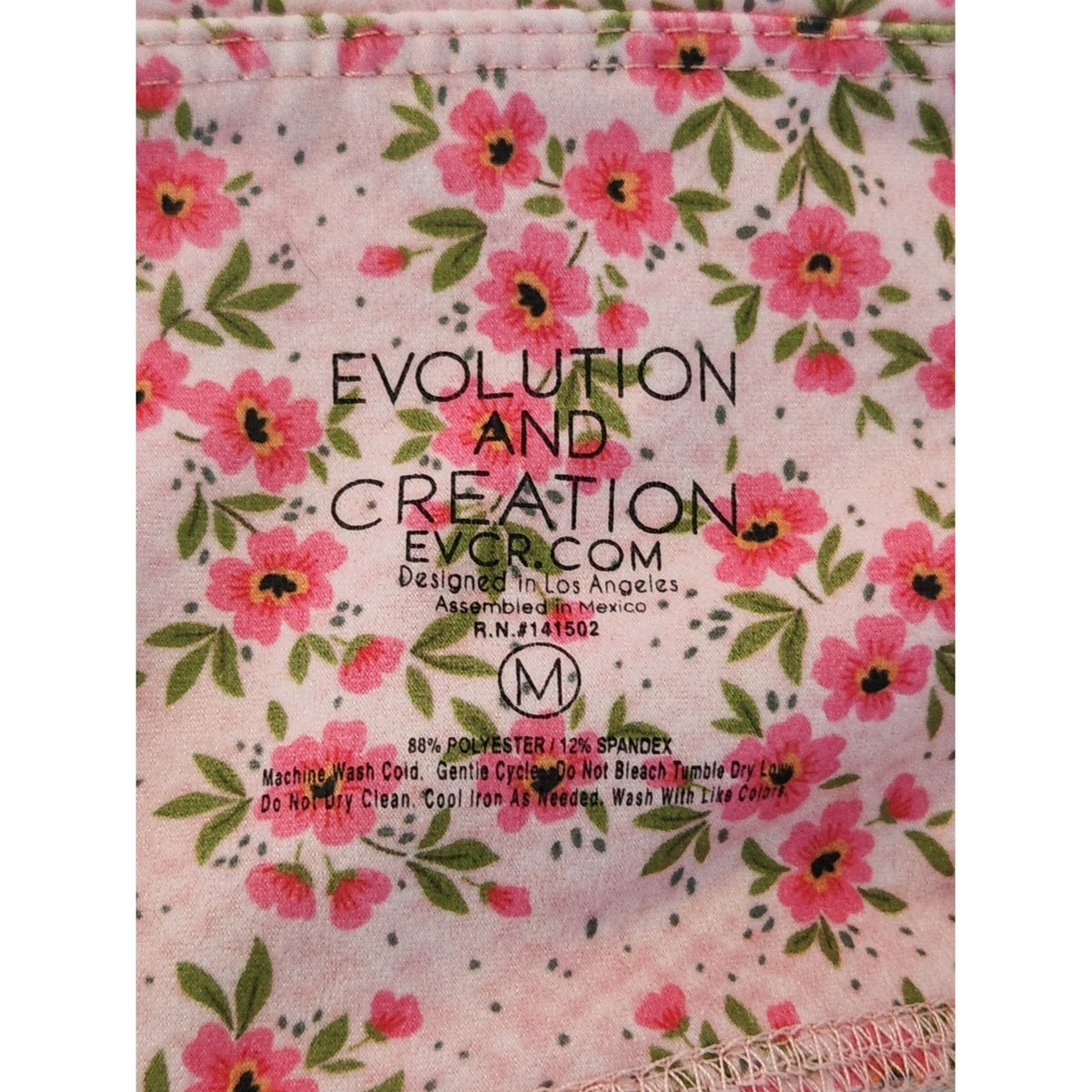 Evolution and Creation Pink and Green Floral Capri Leggings Size Medium