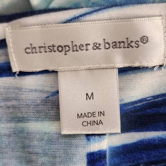 Christopher & Banks Blue and Orange Tee with Sequins and Sparkles Size Medium