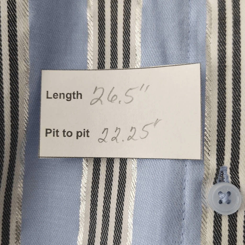 DKNY Blue Striped Button Down Shirt with Silver Metallic Accents NWT Size Medium