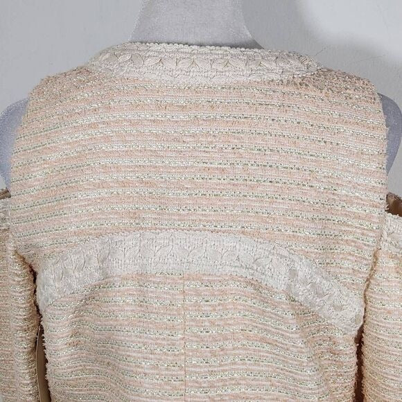 Boston Proper Pink and Cream Tweed Blazer with Shoulder Cutouts Size 4 NWOT