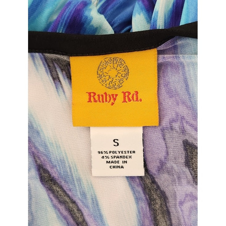 Ruby Rd White and Blue Graphic Print Boho Sleeveless Maxi Dress Size Small