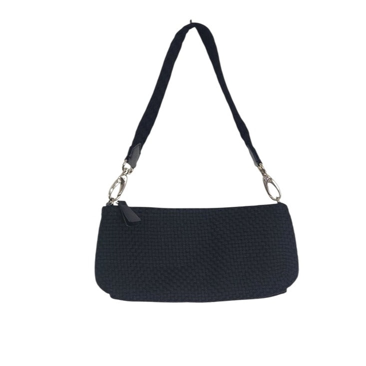 The Sak Black Woven Mini Clutch Handbag Removable Strap